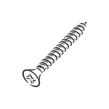 Screws, nails isolated on a white background. Vector illustration, metal scre Stock Illustration