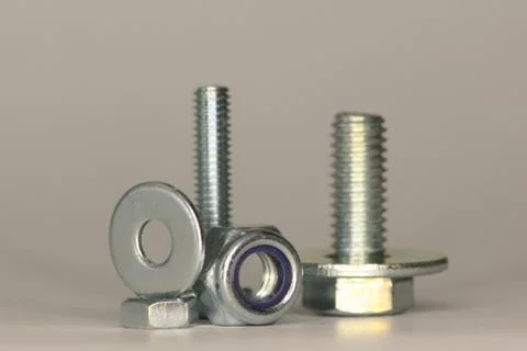 Screws with Nuts and Washers Stock Photos