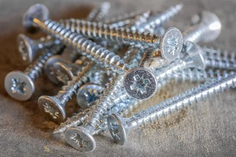 Screws on the pile Stock Photos