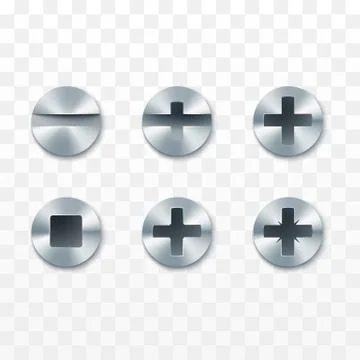 Screws, rivets and bolts set. Vector illustration isolated on transparent bac Stock Illustration