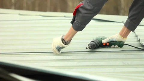 The screws in the roof Stock Footage 75053231