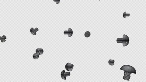 The screws rotate in zero gravity. They float in the air. 3D-animation. Selectiv Stock Footage 147394196