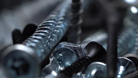 Screws in rotation Closeup. Stock Footage 99424253
