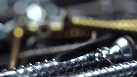 Screws in rotation Closeup. Stock Footage 99424993