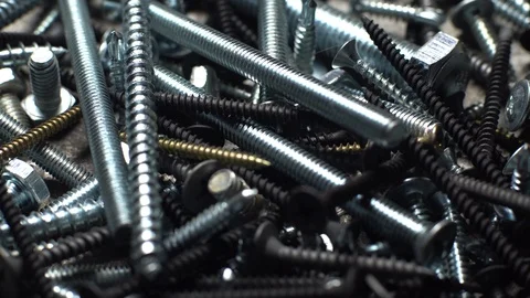 Screws, slide. Closeup. Stock Footage 100511423