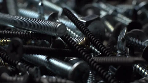 Screws, slide. Closeup. Stock Footage 100511687