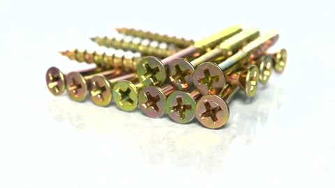 Screws, Three Layers of OCD and Wood Building Screws, Isolated on White Stock Footage 158694091