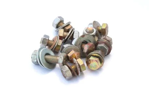 Screws, through the use, rust. Stock Photos