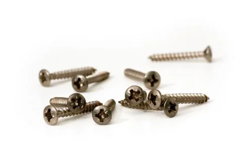 Screws on white background Foto stock