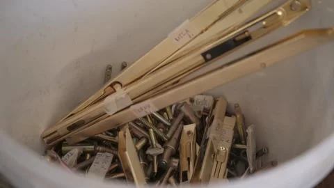 Screws in a woodworking workshop 스톡 동영상 227857439