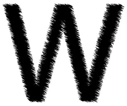 Scribble alphabet letter - W 库存插图