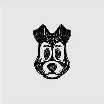 The scribble art line dog logo design with white background Stock Illustration