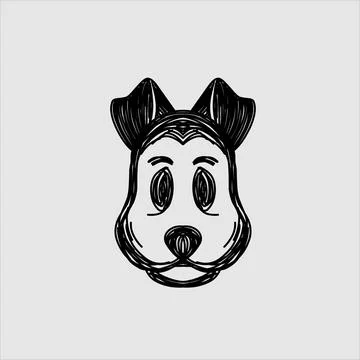 The scribble art line dog logo design with white background Stock Illustration
