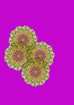 Scribble Art Moss Green Moss Balls on Magenta Background Stock Illustration