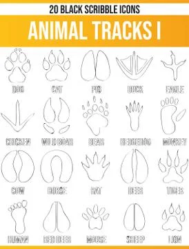 Scribble Black Icon Set Animal Tracks イラスト素材