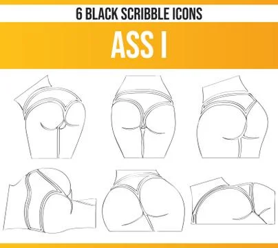 Scribble Black Icon Set Ass I Illustrazione stock
