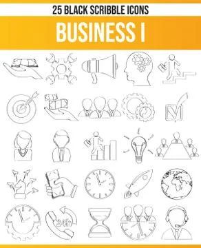 Scribble Black Icon Set  Business 스톡 일러스트