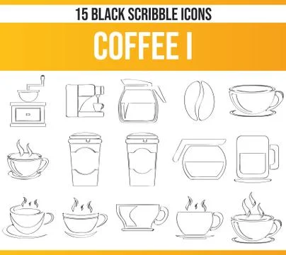 Scribble Black Icon Set Coffee Stock-Illustration