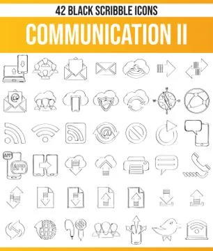 Scribble Black Icon Set Communication Illustrazione stock