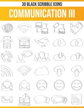 Scribble Black Icon Set Communication Illustrazione stock