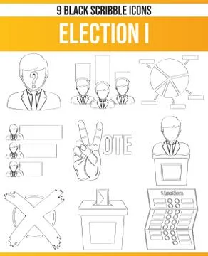 Scribble Black Icon Set Election イラスト素材