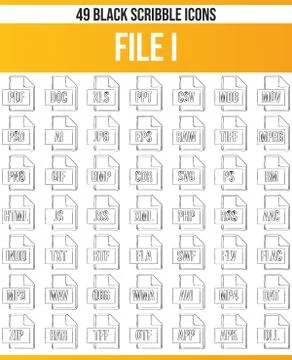 Scribble Black Icon Set File Stock Illustration