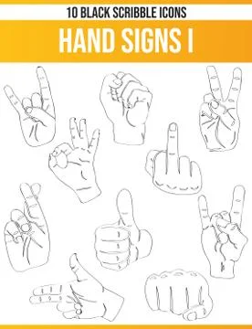 Scribble Black Icon Set Hand Signs Stock-Illustration