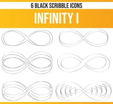 Scribble Black Icon Set Infinitiy イラスト素材