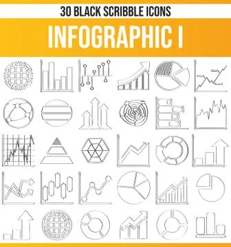 Scribble Black Icon Set Infographic Stock Illustration