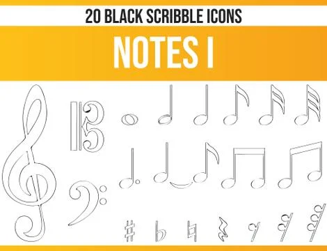 Scribble Black Icon Set Notes Stock Illustration