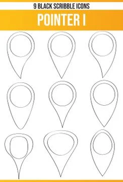 Scribble Black Icon Set Pointer Illustrazione stock