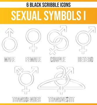 Scribble Black Icon Set Sexual Symbols Illustrazione stock