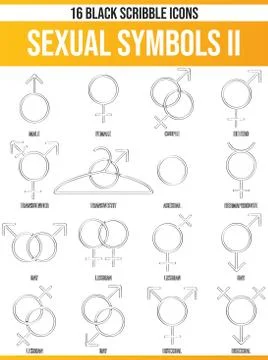 Scribble Black Icon Set Sexual Symbols Stock Illustration