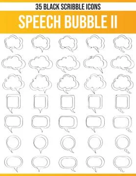 Scribble Black Icon Set Speech Bubble Stock Illustration