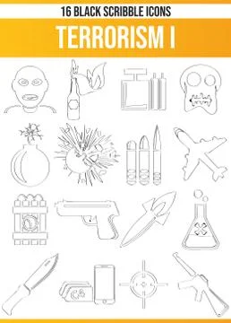 Scribble Black Icon Set Terrorism イラスト素材