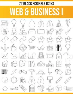 Scribble Black Icon Set Web &amp; Business Stock Illustration