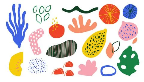 Scribble blob shapes. Contemporary doodle hand drawn blob symbols and shapes Stock Illustration