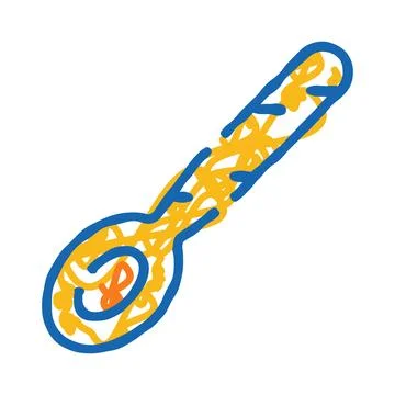 Scribble blue and yellow spoon doodle cooking drawing Stock Illustration