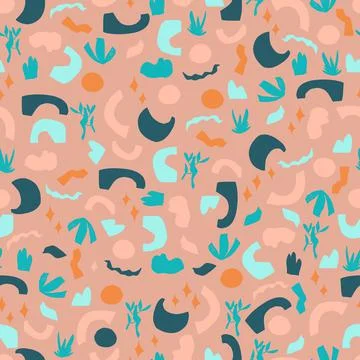 Scribble boho style vector seamless pattern. Abstract doodle different shapes Stock Illustration