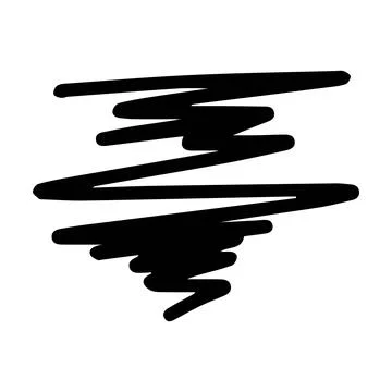 Scribble brush abstract element, charcoal stroke curly line set illustratio.. Stock Illustration