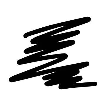 Scribble brush abstract element, charcoal stroke curly line set illustratio.. Illustrazione stock