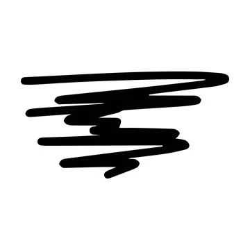 Scribble brush abstract element, charcoal stroke curly line set illustratio.. Illustrazione stock