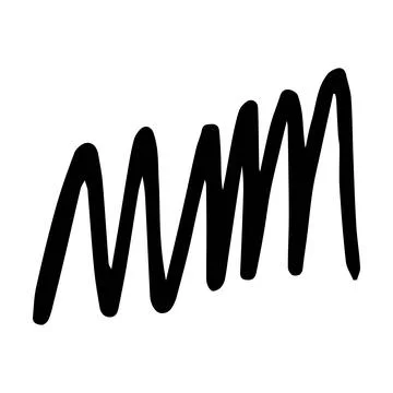 Scribble brush abstract element, charcoal stroke curly line set illustratio.. Illustrazione stock