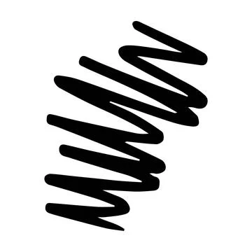 Scribble brush abstract element, charcoal stroke curly line set illustratio.. Stock Illustration