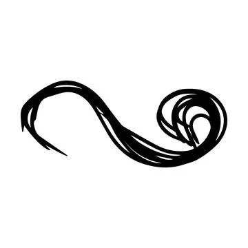 Scribble brush stroke element, abstract charcoal curly line illustration fo.. Stock Illustration
