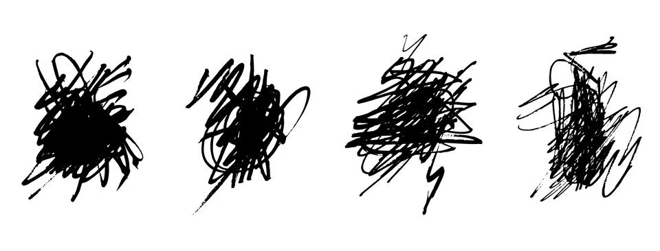 Scribble brush strokes set, vector design elements Stock Illustration