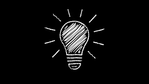 Scribble bulb animated hand drawn chalk sketch glowing idea lamp wiggling l.. Stock Footage 342963383
