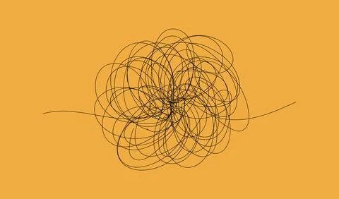 Scribble chaos line. Abstract random labyrinth in doodle style. Hand drawin.. 스톡 일러스트