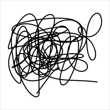 Scribble chaotic bold line. Doodle chaotic bold line, curls, swirl, twirl, Stock Illustration