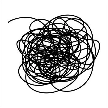 Scribble chaotic hand drawn line. Doodle chaotic twisted hand drawn line, curls Stock Illustration